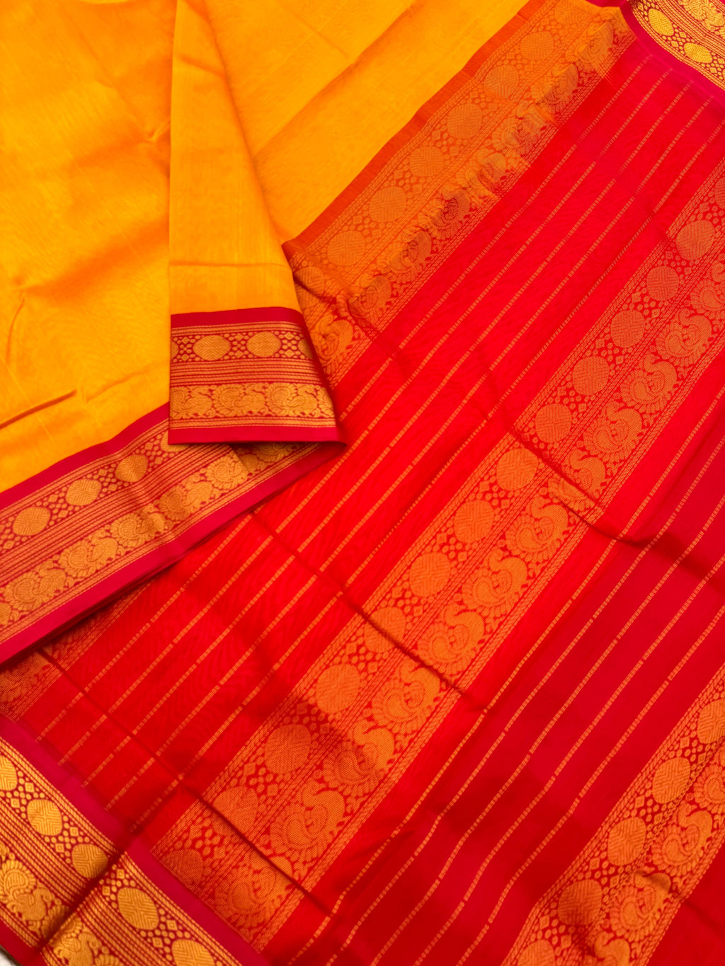 Korvai Silk Cottons - mango yellow and red