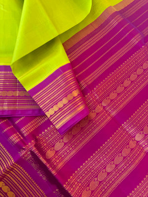 Korvai Silk Cotton - apple green and majentha