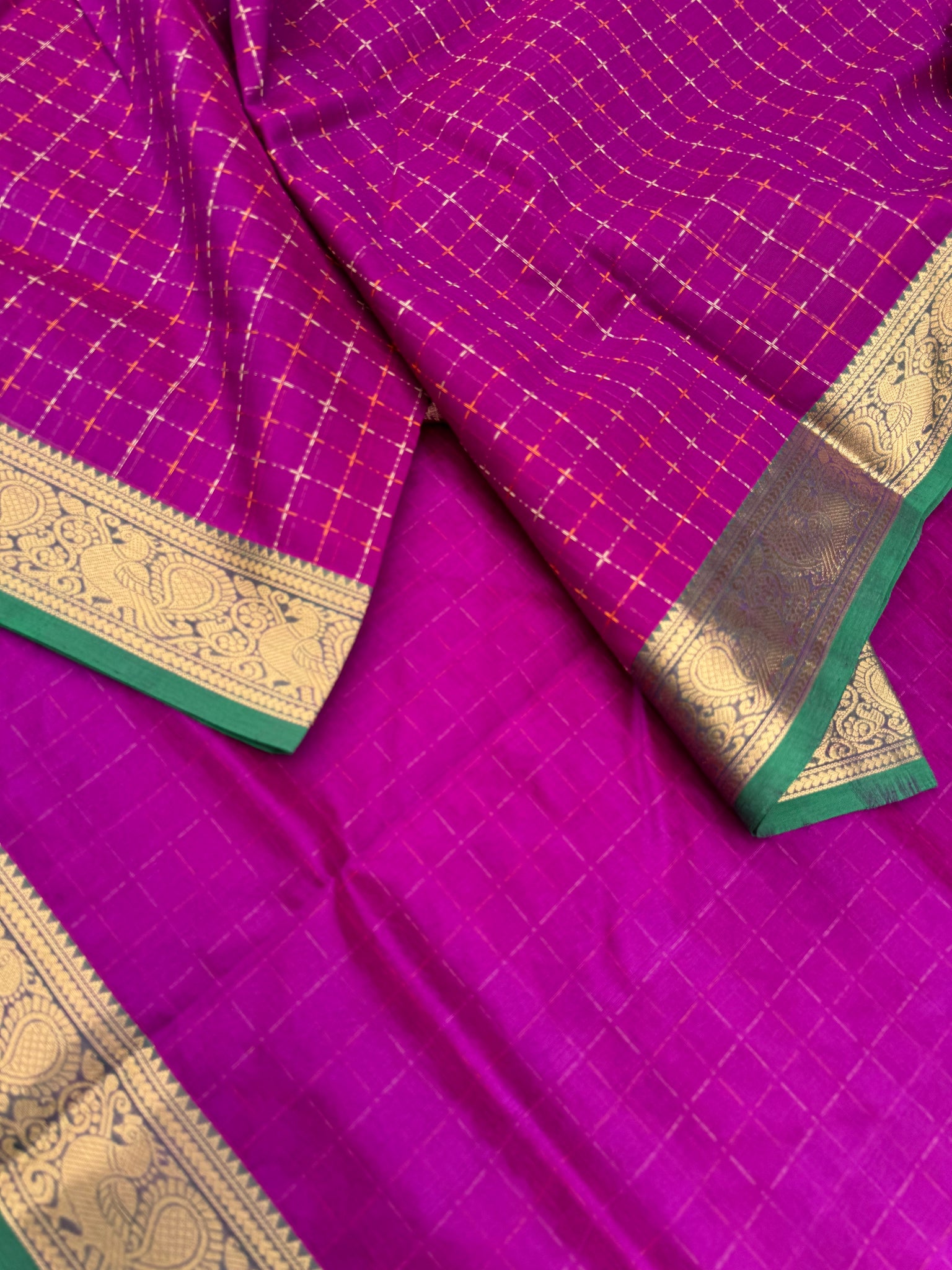 Woven Motifs Silk Cotton - deep majenta pink pluse buttas