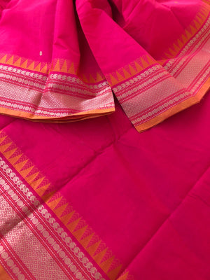 Mangalavastaram - stunning pink with temple borders