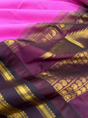 Korvai Silk Cottons -candy pink podi kattam