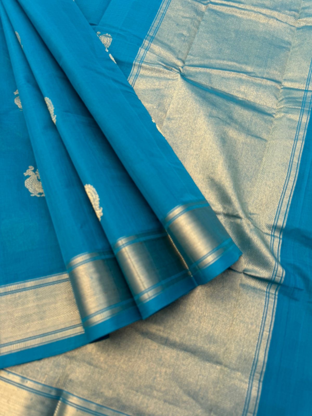 Zari Touched Mangalavastaram - peacock blue
