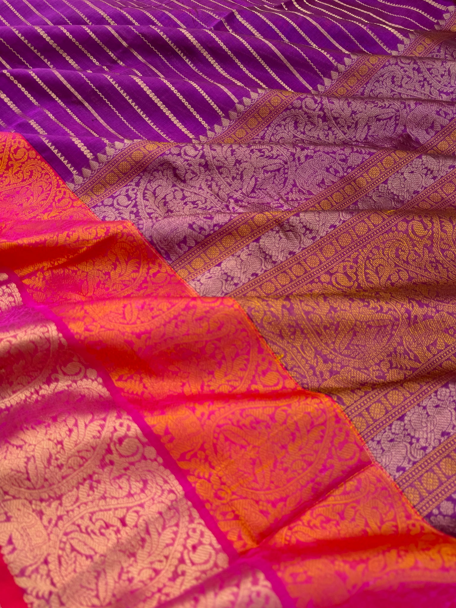 Zari Kissed Silk Cotton - grandest purple veldhari