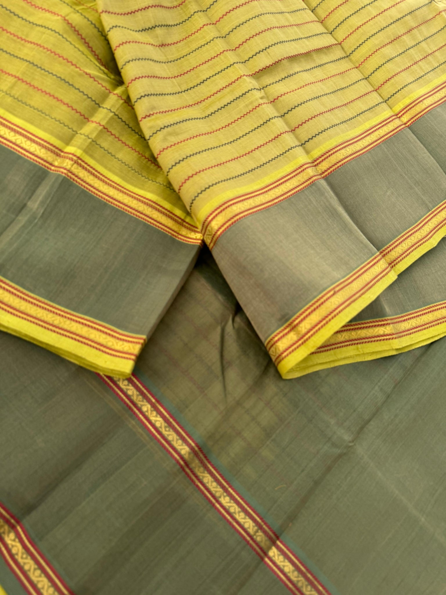 Woven Motifs Silk Cotton - pale green veldhari