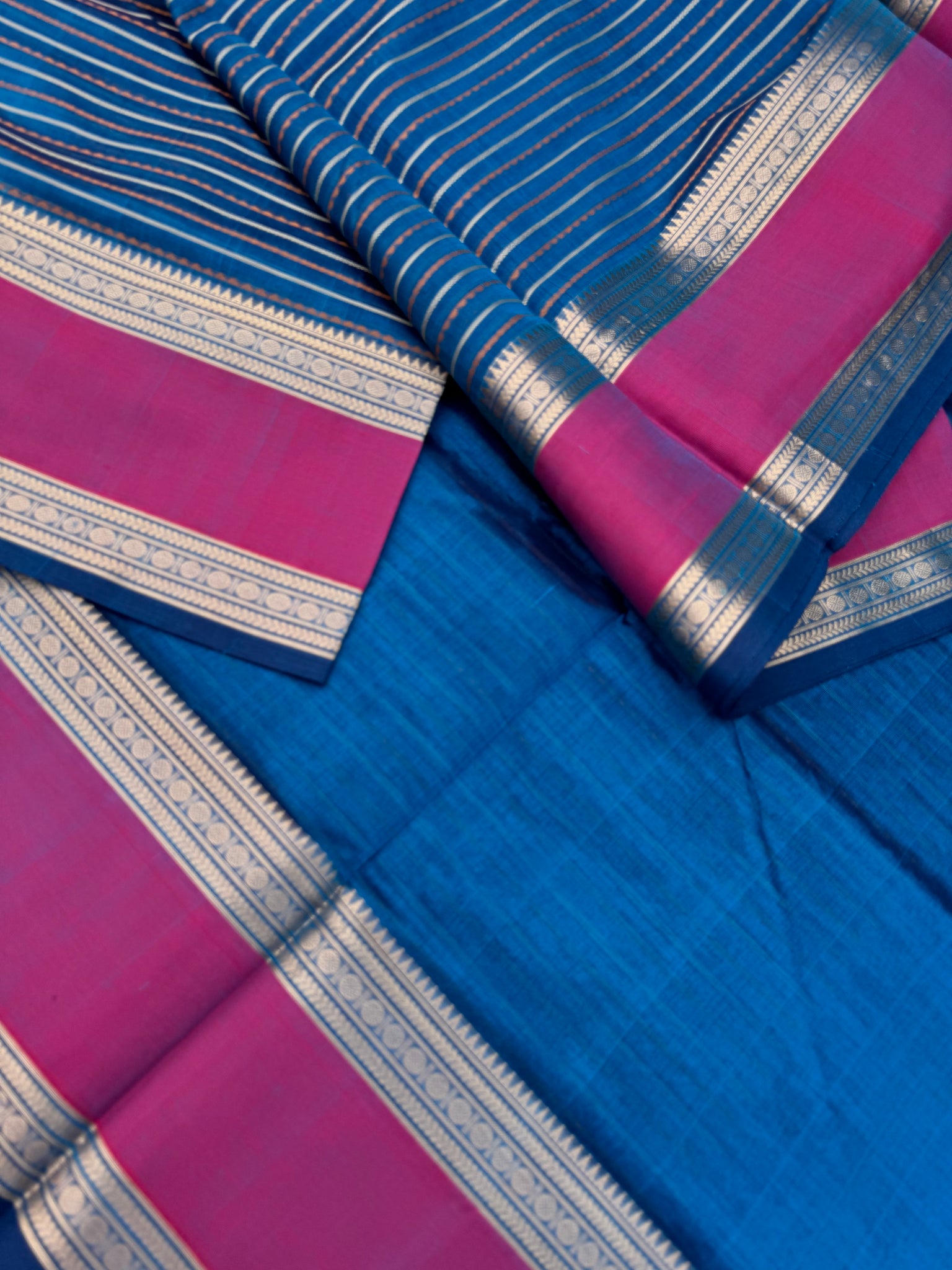 Woven Motifs Silk Cotton - a stunning burnt blue veldhari