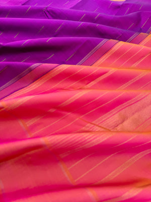 Diwali Edits - Kanchivaram For All Occasions - stunning purple and peach rain drops woven buttas