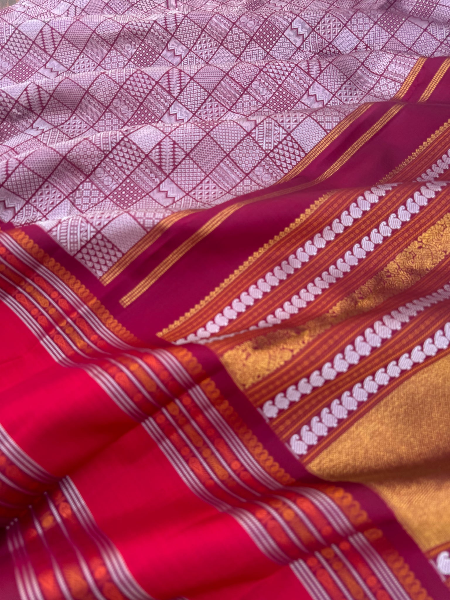 Vintage Ragas on Kanchivarams - deep dark maroon aaraku with 108 motif ...