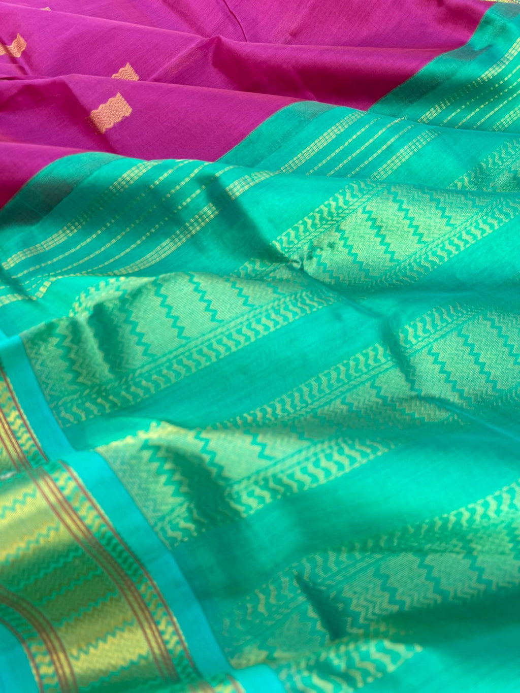 Korvai Silk Cotton - deep purple and teal