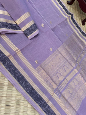 Pastels on Zari Kissed Silk Cotton - a burnt pastel lavender