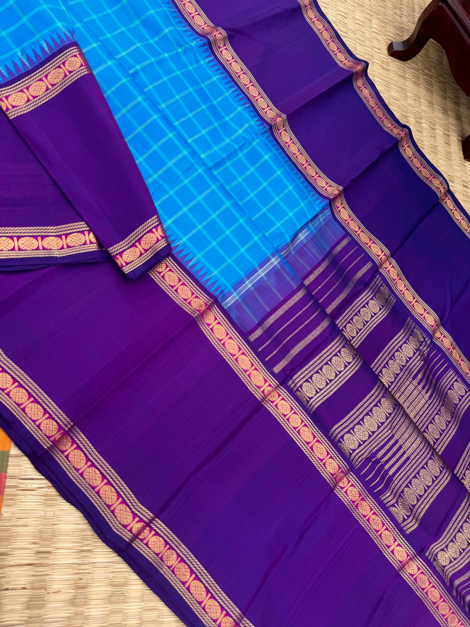 Paarambarayam - Vintage Vibes on Every Thread - most beautiful blue and most vintage blue on violet with kalakshtera style broad borders