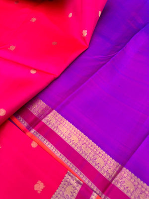 Visalakshi - a stunning pink and violet silk and zari woven borders