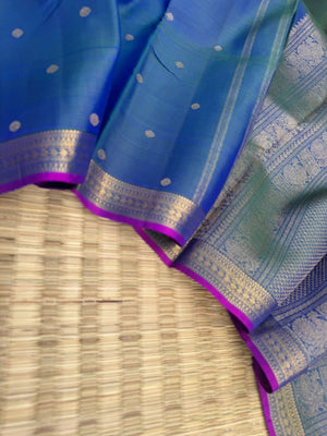 Vairaa - The traditional luxurious Vairaoosi on Kanchivaram - for people who love small borders and vairaoosi in dual tone peacock blue green
