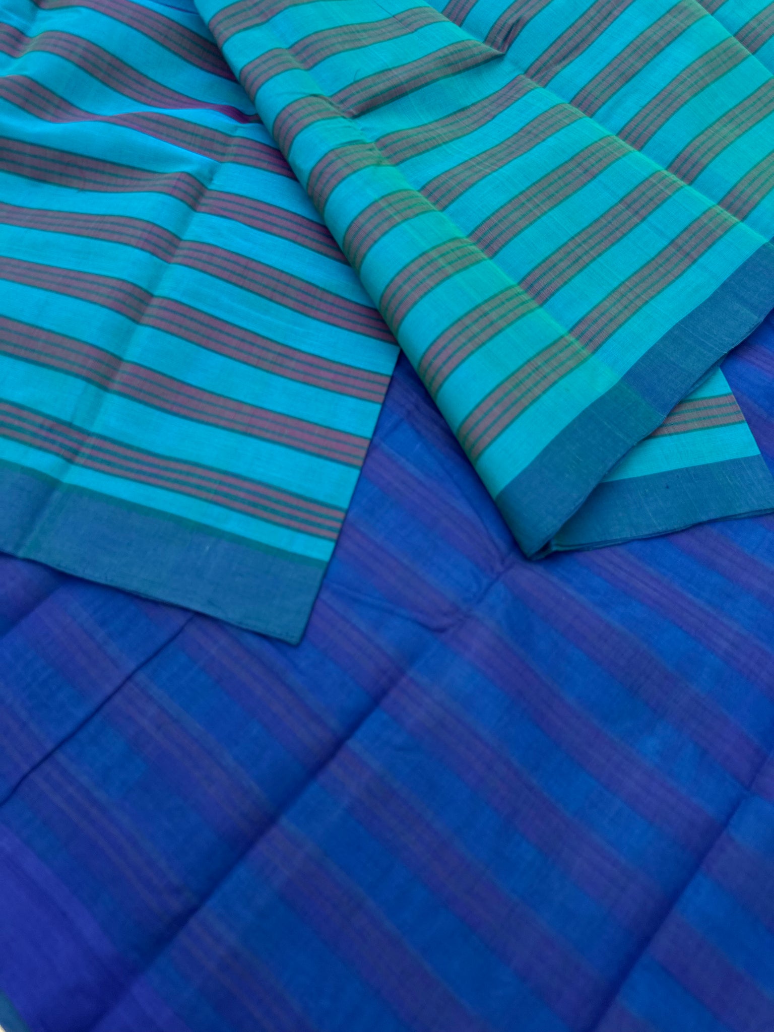 Mangalavastaram - the shades of teal and blue vaalapoo kooda saree