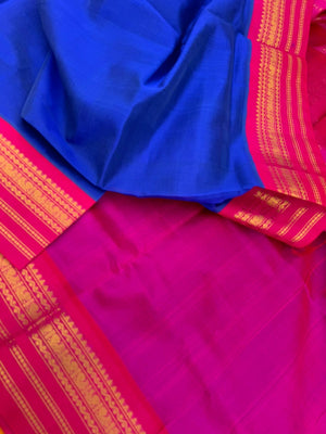 Korvai Silk Cottons -royal blue and pink