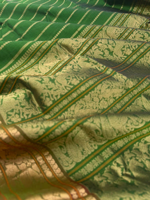 Zari Kissed Silk Cotton - leafy green vertical veldhari