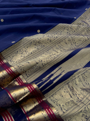 Zari Touched Mangalavastaram - dark navy blue