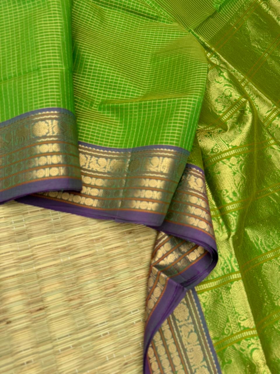 Zari Kissed Silk Cotton - vairaoosi kattam on a short green is absolutely beautiful