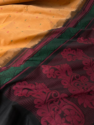 Pragatham - Contrast Play - beige mixed orange ice cream and black