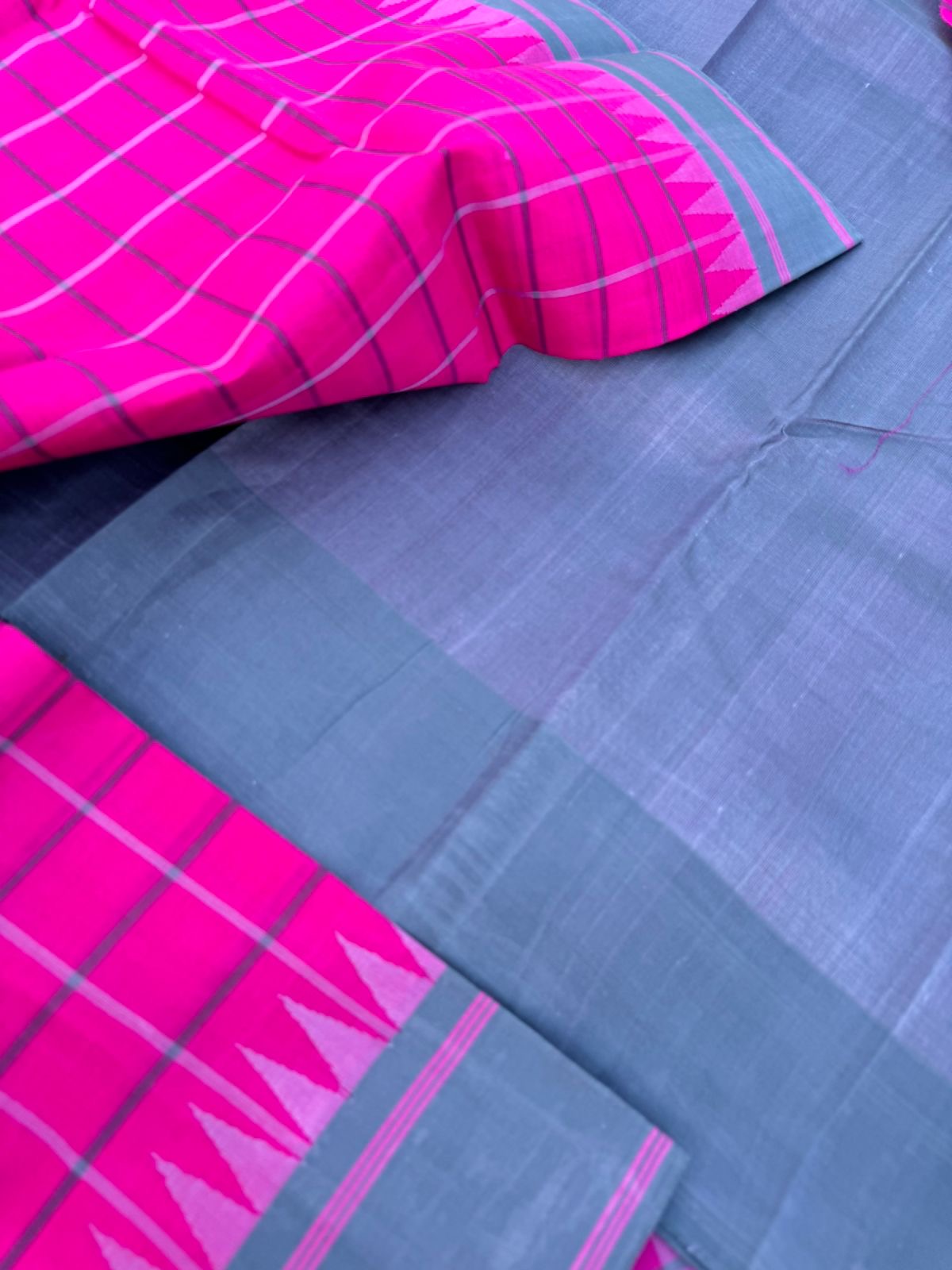 Signature Silk Cotton -pink and grey kattam