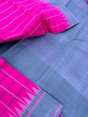 Signature Silk Cotton -pink and grey kattam