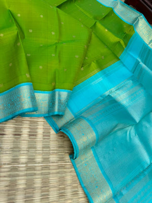 The Korvai Vibes - Authentic Korvai Kanchivaram - most beautiful alli pachai and turquoise blue, what a fresh combination