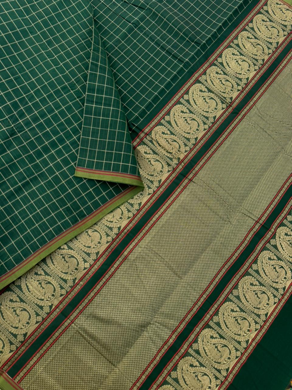 Mangalavastaram - Stunning deep Meenakshi green borderless