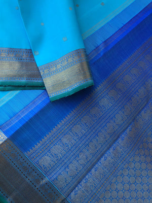 Solid Kanchivarams - the shades of sky blues is gorgeous
