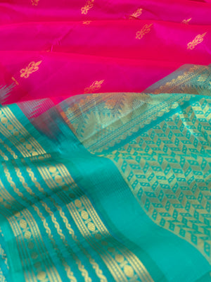 Korvai Silk Cotton - pink and teal
