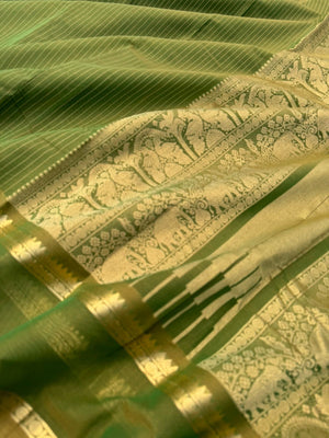 Zari Touched Mangalavastaram - rust mixed green