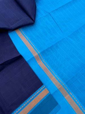 Pragatham - Contrast Play- deep navy blue on sulphate blue