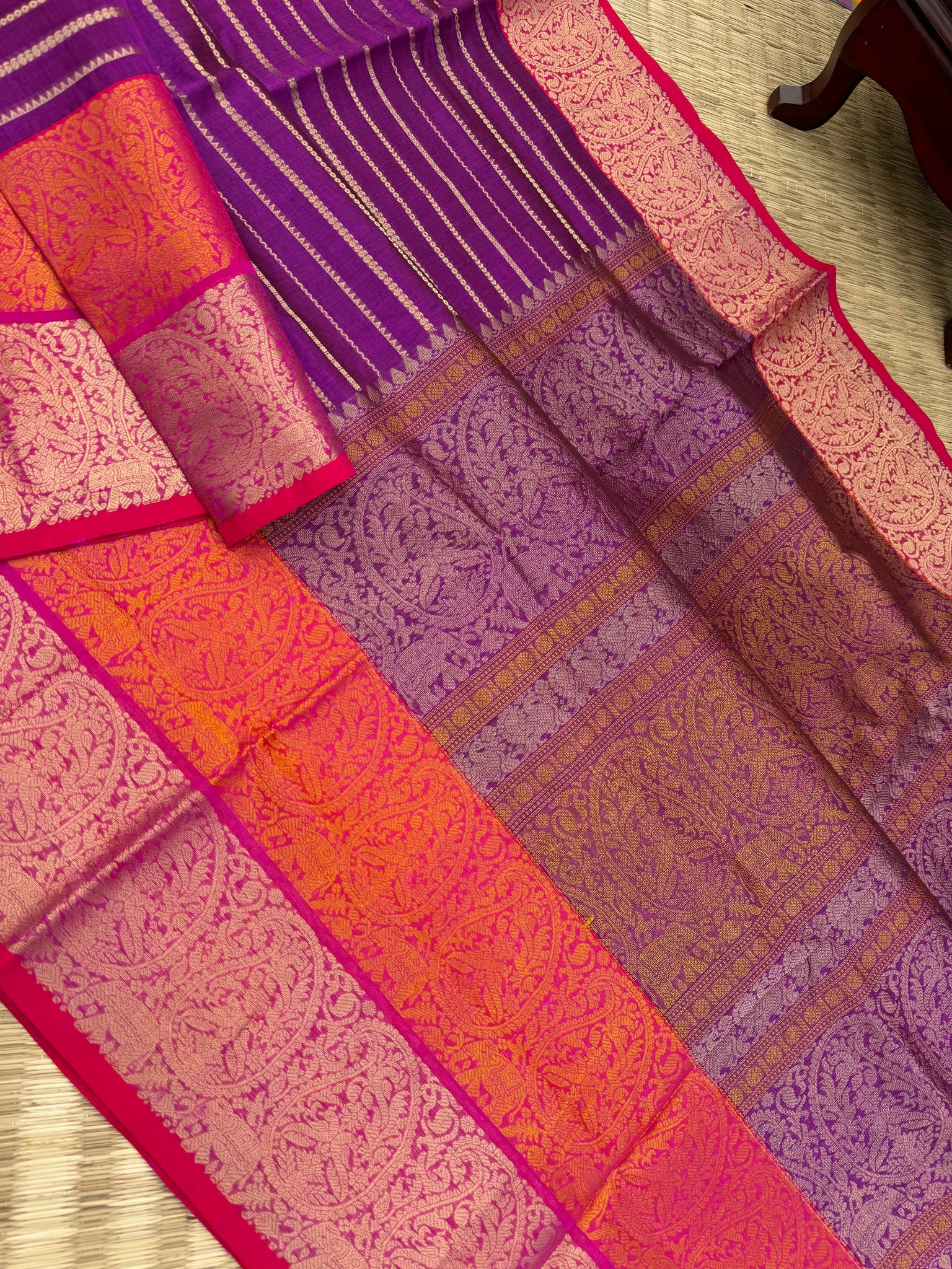 Zari Kissed Silk Cotton - grandest purple veldhari