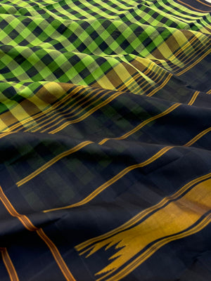 Signature Silk Cotton -green and black kattam
