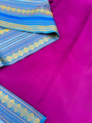 Album Untouched - a deep sulphate blue and deep majenta full body has vertical varusai pett weave one of a kind saree