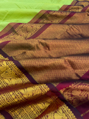 Korvai Silk Cottons - pastel pista green and aarku