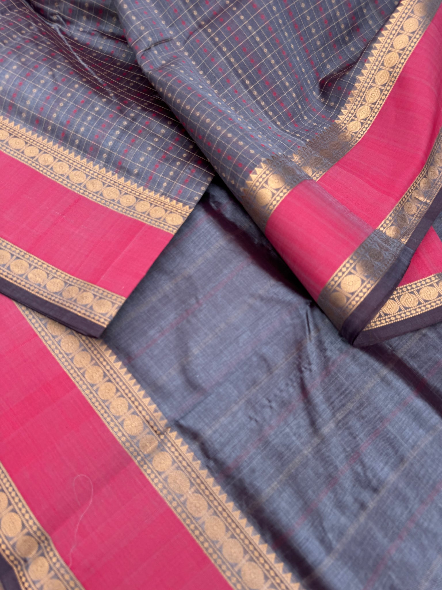 Woven Motifs Silk Cotton -metallic deep grey lakshadeepam