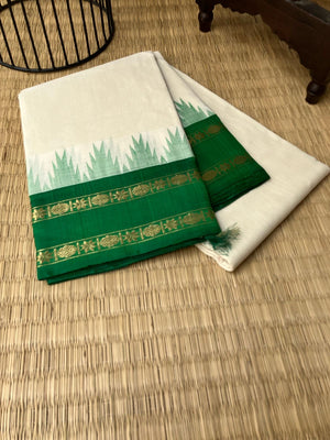 Cotton Body Silk Borders - bottle green silk borders