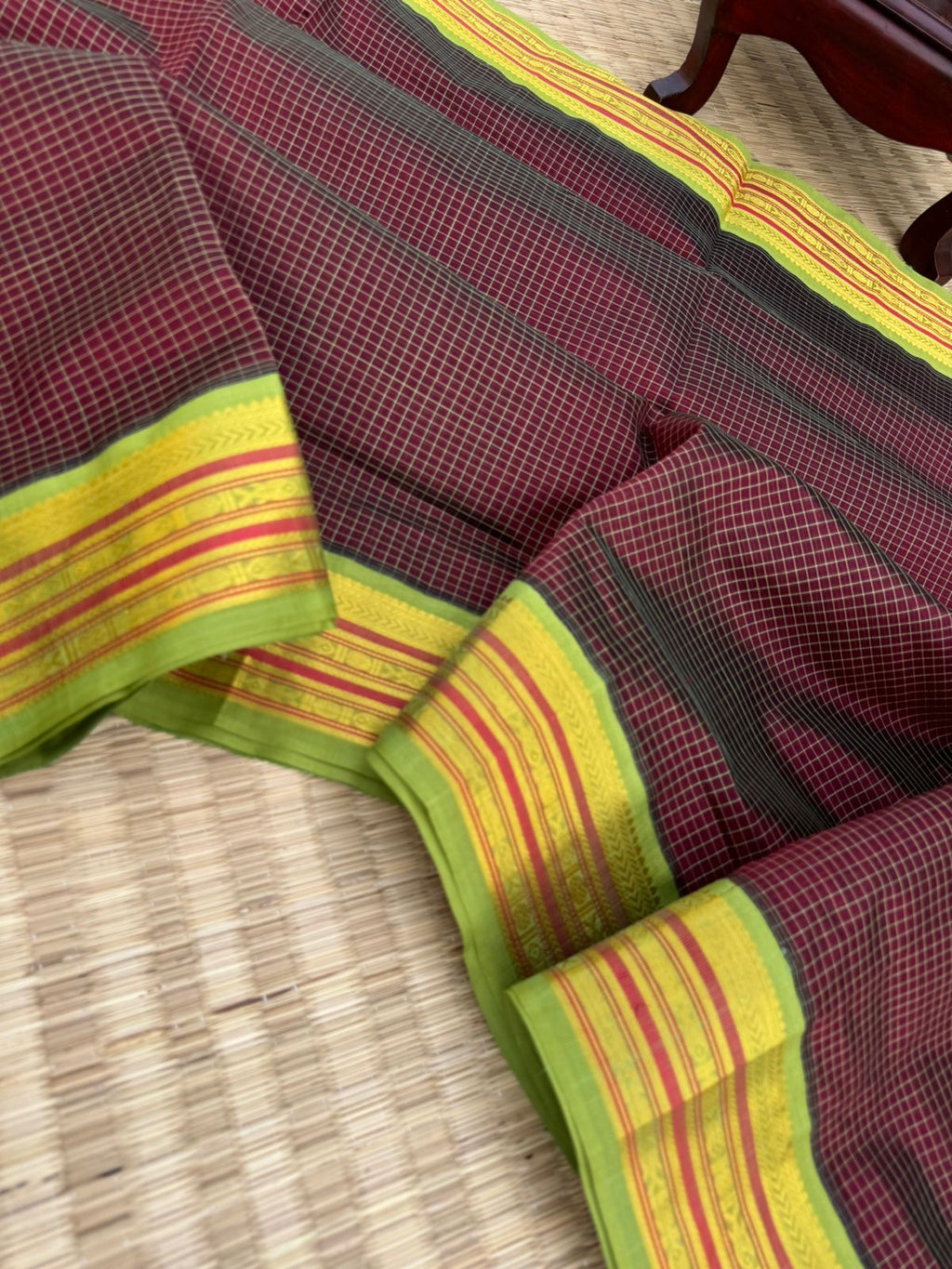 Korvai Silk Cottons - maroon aaraku podi kattam