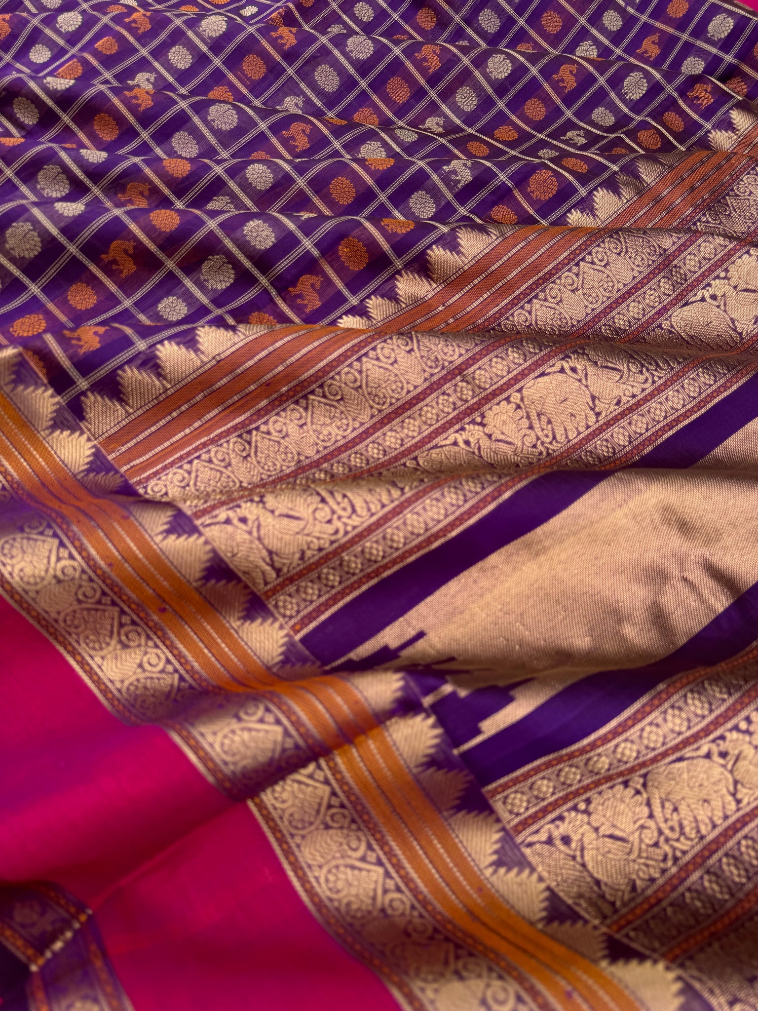 Woven Motifs Silk Cotton - deep dark purple 1000 buttas