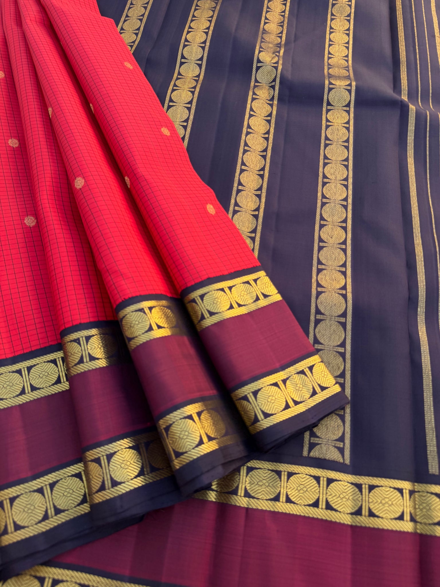 Vintage Ragas on Kanchivarams - A beautiful deep traditional red and m ...