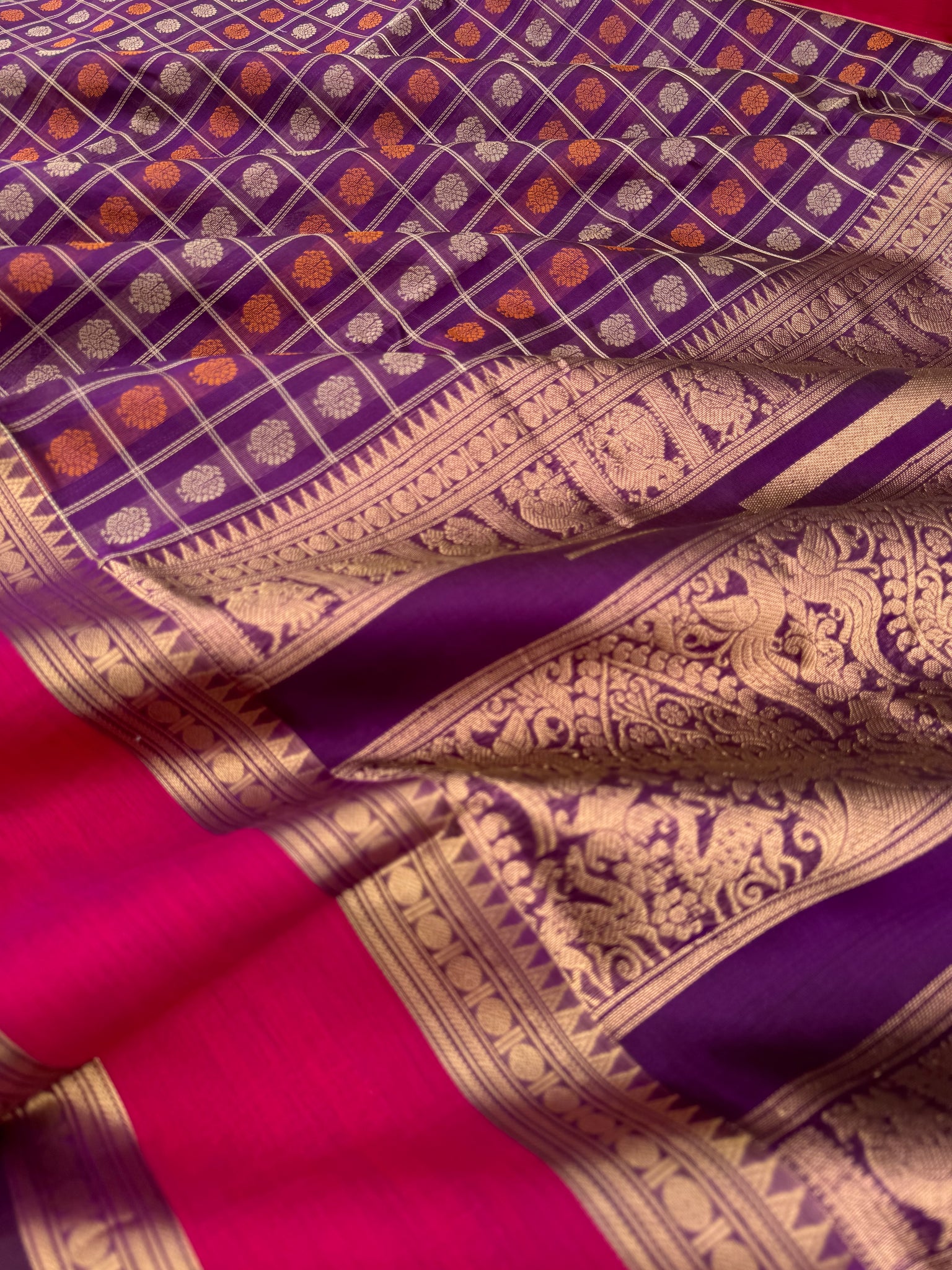 Woven Motifs Silk Cotton - deep dark purple 1000 buttas