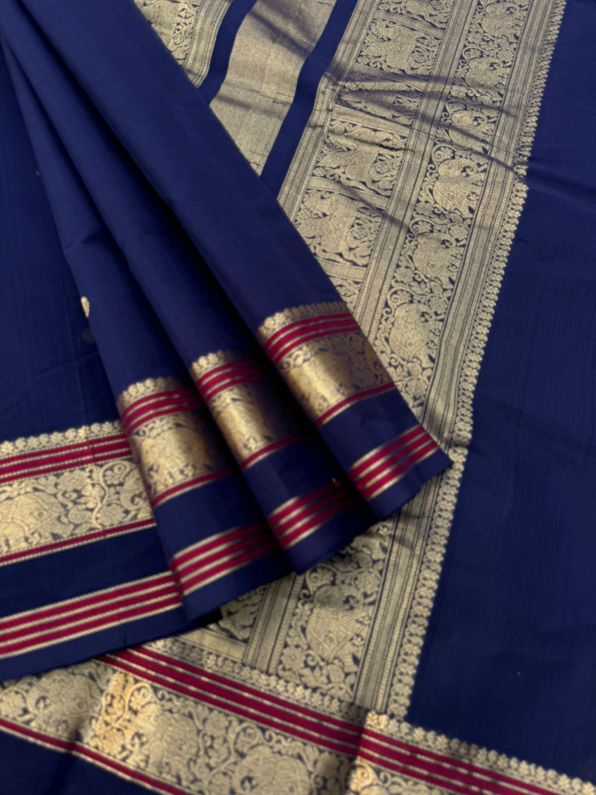 Zari Touched Mangalavastaram - dark navy blue