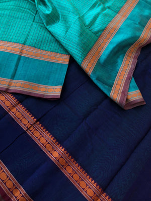 Woven Motifs Silk Cotton - deep teal blue veldhari
