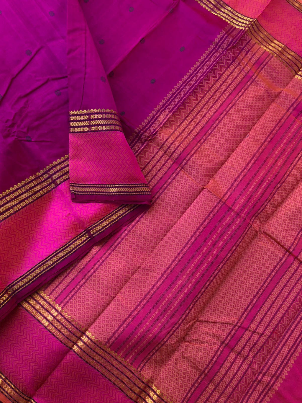 Woven Motifs Silk Cotton - deep dark pink on pink
