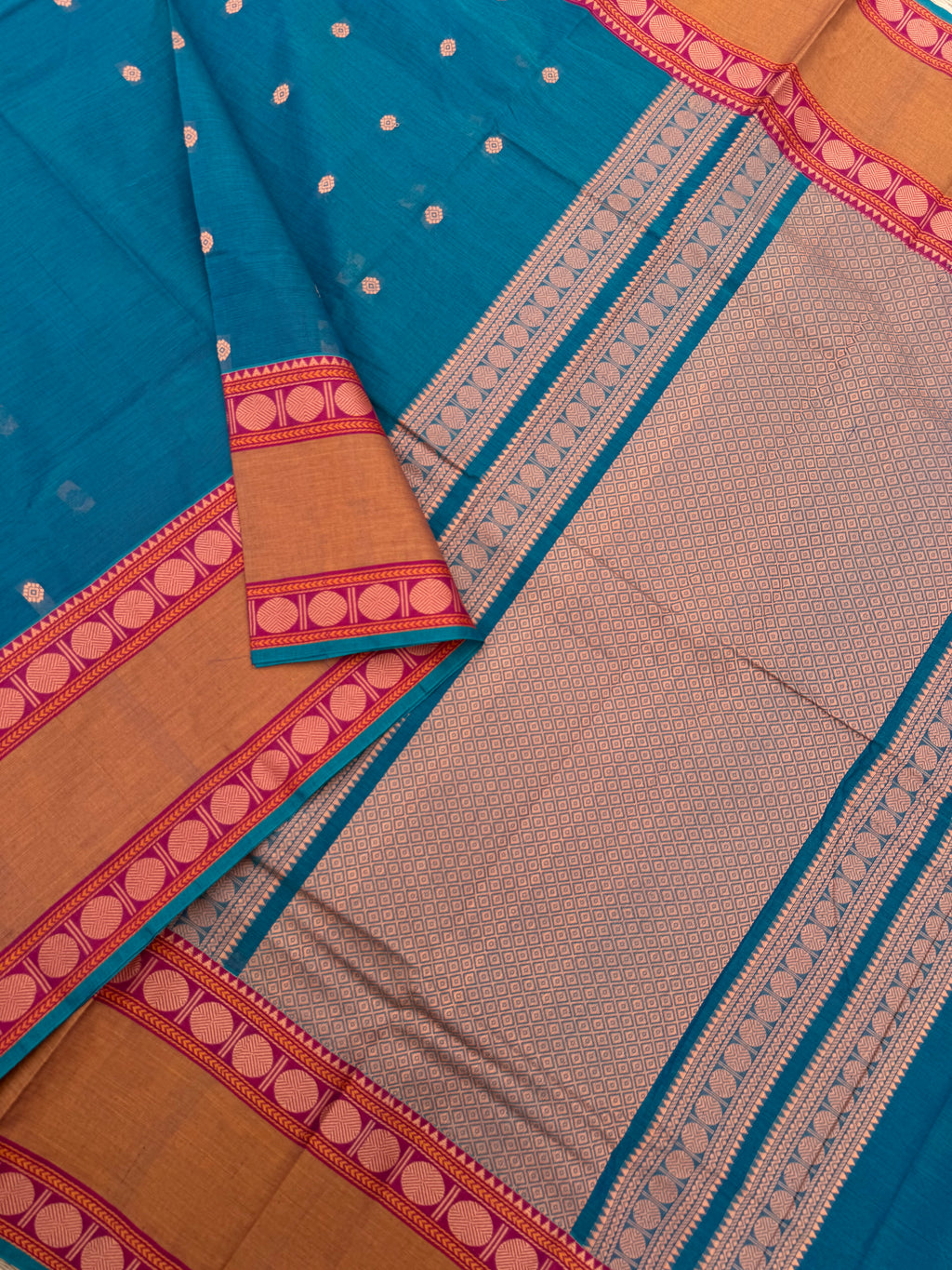Softer Chettinad -teal blue with retta pett