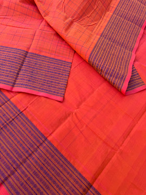 Mangalavastaram - peach orange fish pett woven borders
