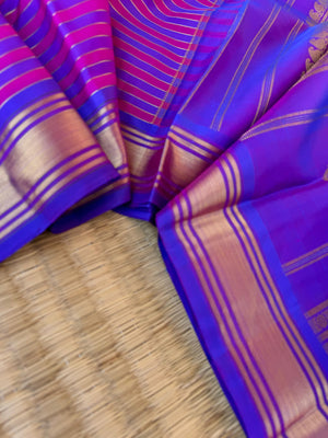 Vari - Stripes woven Kanchivaram | violet and pink