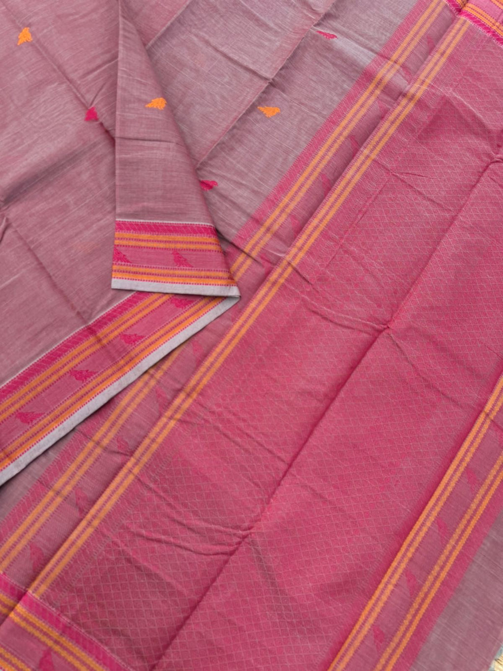 Mangalavastaram - stunning English tone onion peal parrots woven buttas