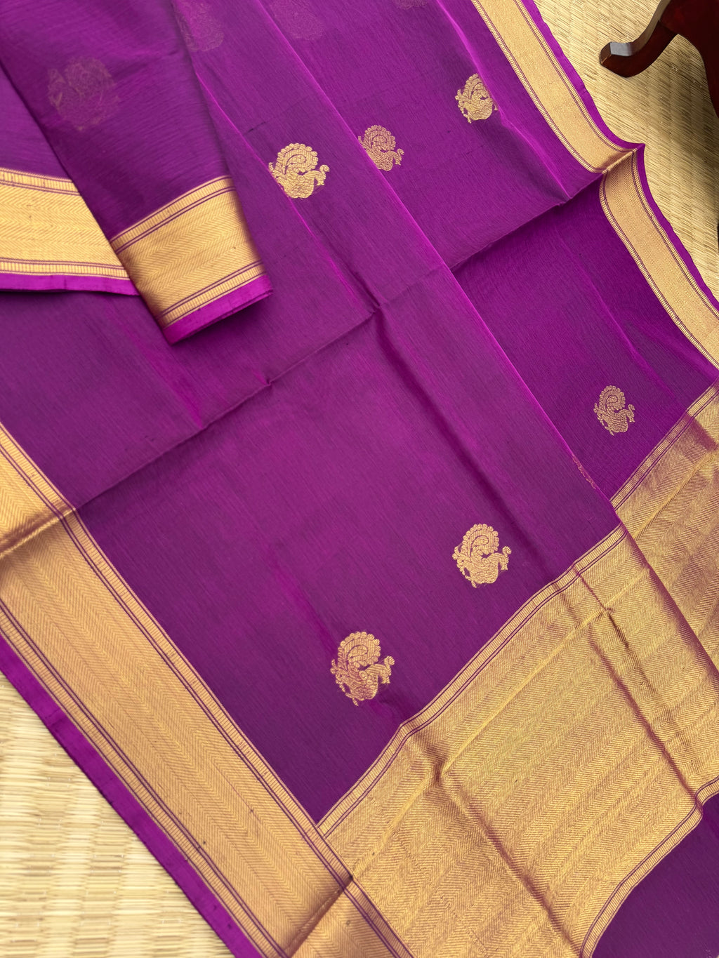 Zari Kissed Silk Cotton -deep beatroot juice