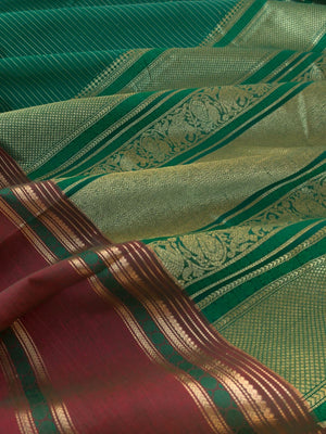 Zari Kissed Silk Cotton - stunning dark leave green Vairaoosi