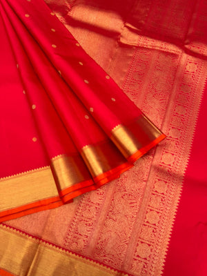 Colours of Navarathri 2025 on Kanchivarams - wear this full tomato red and gold kanchivaram style with any of your gold or diamond jewellery !! You will be talk of the town for sure